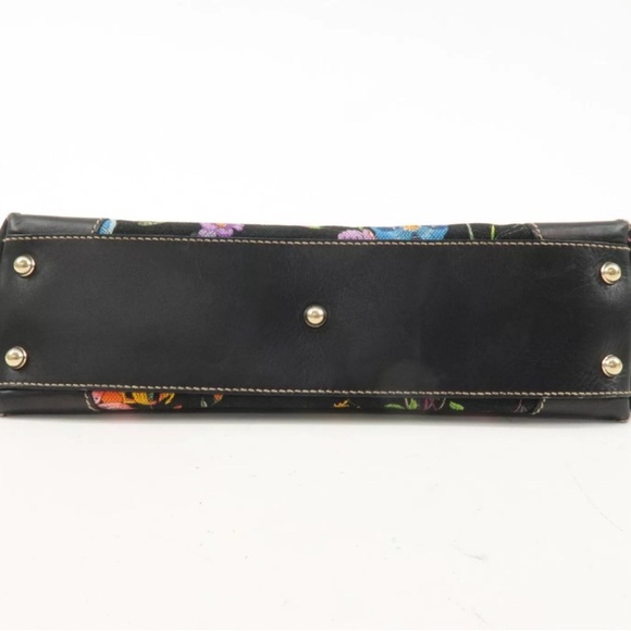 Authentic GUCCI Flora BLACK Canvas Leather Tote Bag - Picture 3 of 8